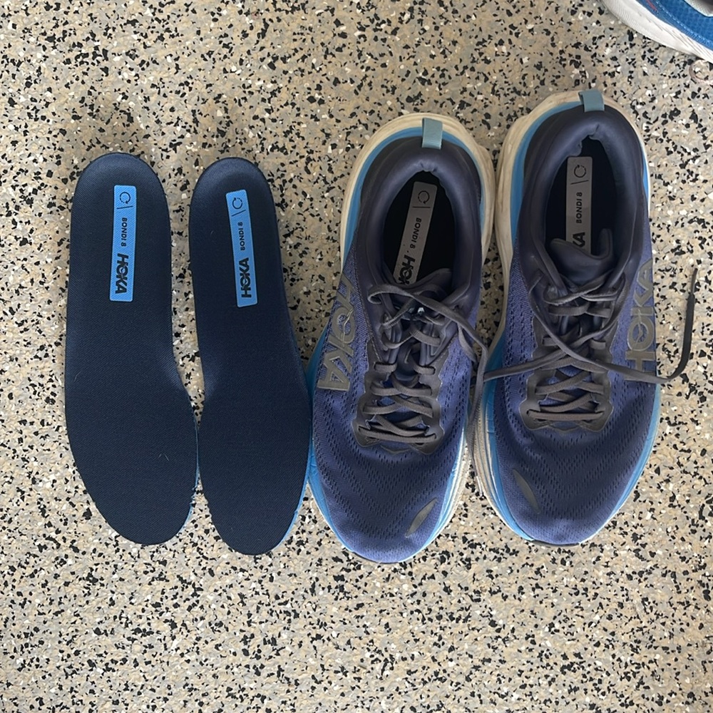 Hoka Navy and Light Blue Athletic Shoes with NEW insoles Men Size 12